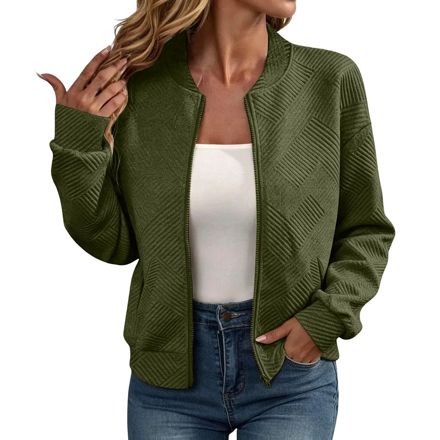 Женское пальто с молнией и рукавами реглан Elegante, Verde-A