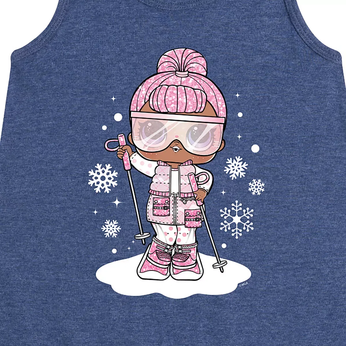 Детское платье-трапеция для девочек без рукавов Snowbunny And Snowflakes L.O.L. Surprise!, Heather Navy — фото 2
