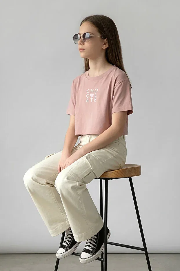 Детские брюки для девочек широкие карго Dmb Boys & Girls, Cream