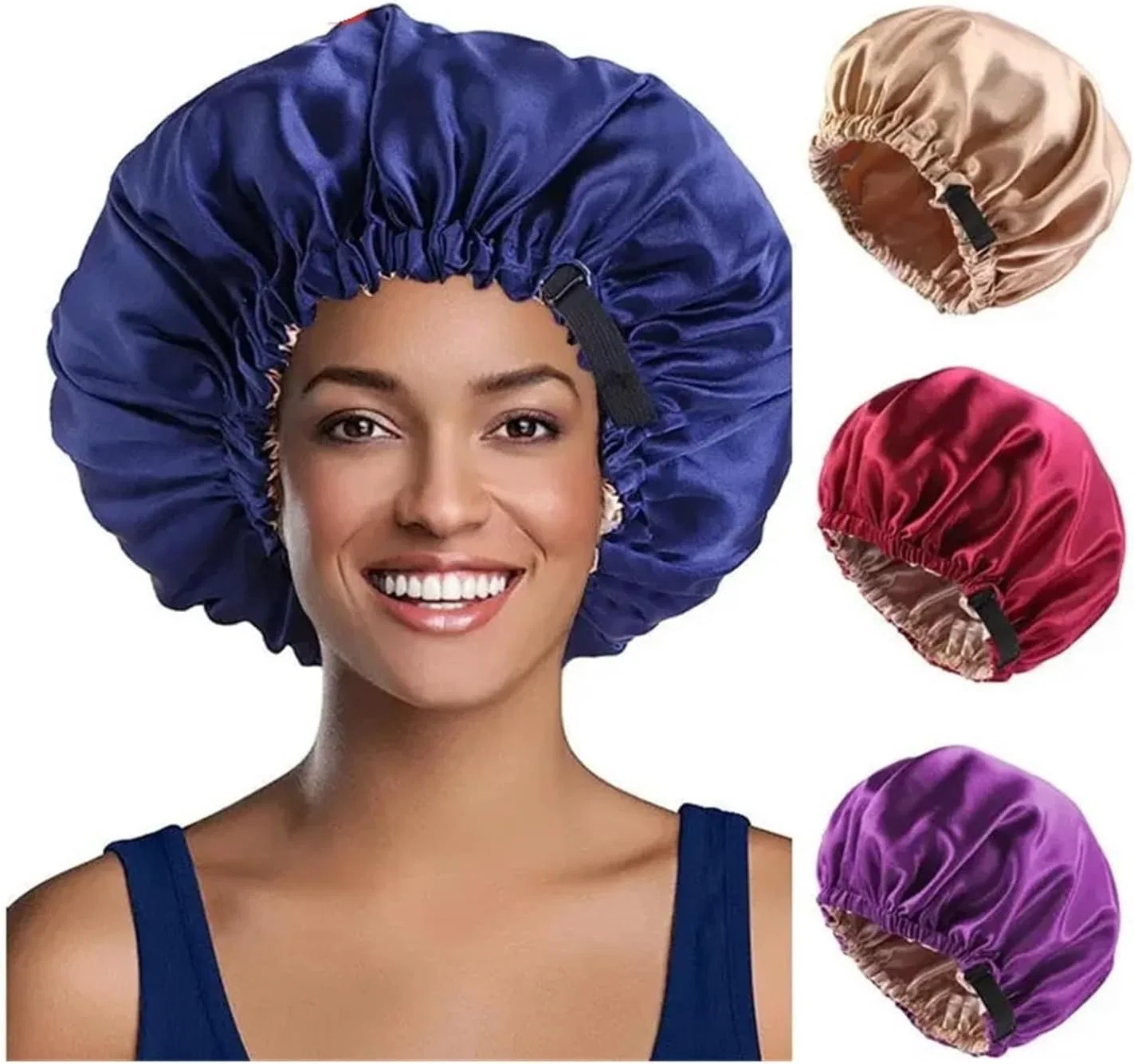 Набор шапочек для душа из сатина, 2 шт, JTKSSCS, Pink Blue — фото 2