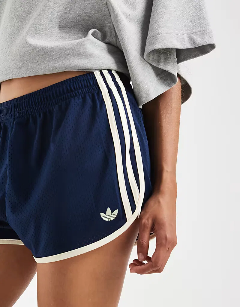 Сетчатые шорты Adidas Originals 3s Sprinter темно-синий и, кремовый — фото 3