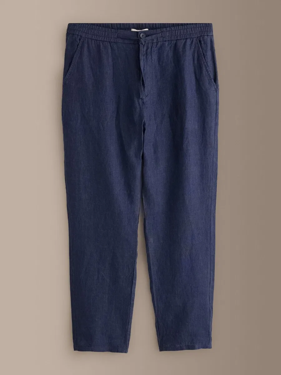 Брюки Next Regular Pants 'Signature' в цвете экрю и темно-синий — фото 3