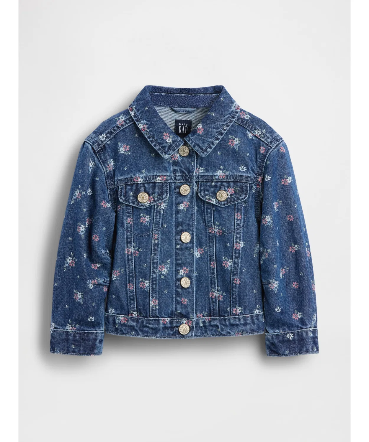 Детский джинсовый жакет с цветочным принтом GAP, Indigo Blue