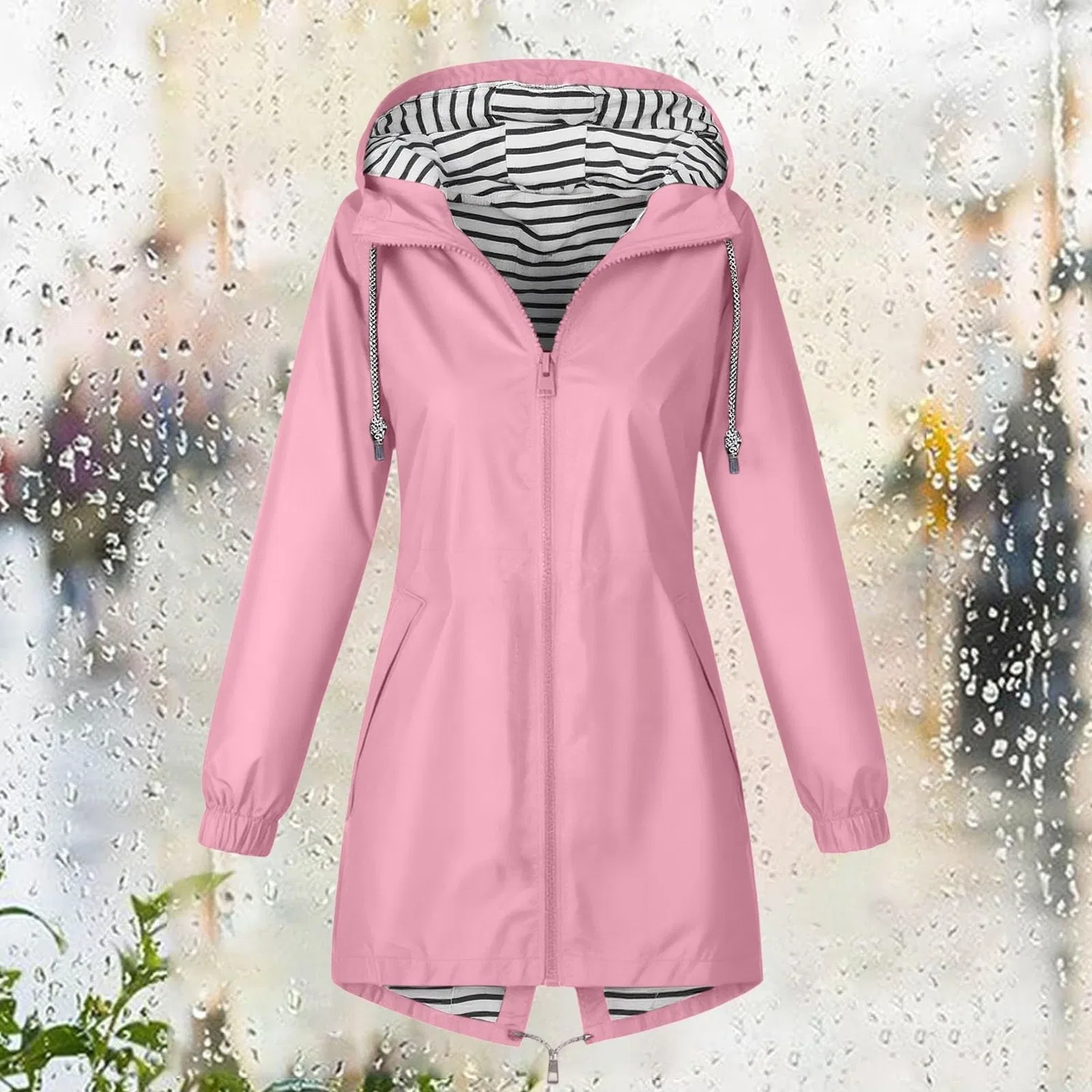 Женская ветровка с капюшоном, легкая, Women's Waterproof Jacket, Colore: rosa — фото 3
