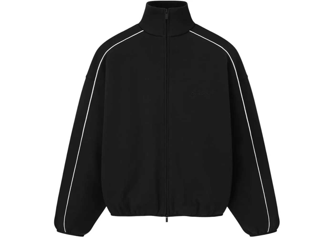 Мужская куртка-бомбер с принтом Fear of God Essentials Modern Piping Track Jacket Fear of God, Jet Black Cloud White
