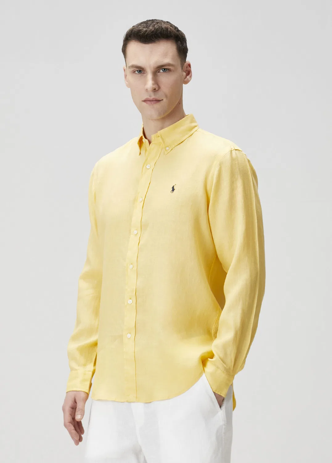 Рубашка льняная Polo Ralph Lauren, желтый — фото 3