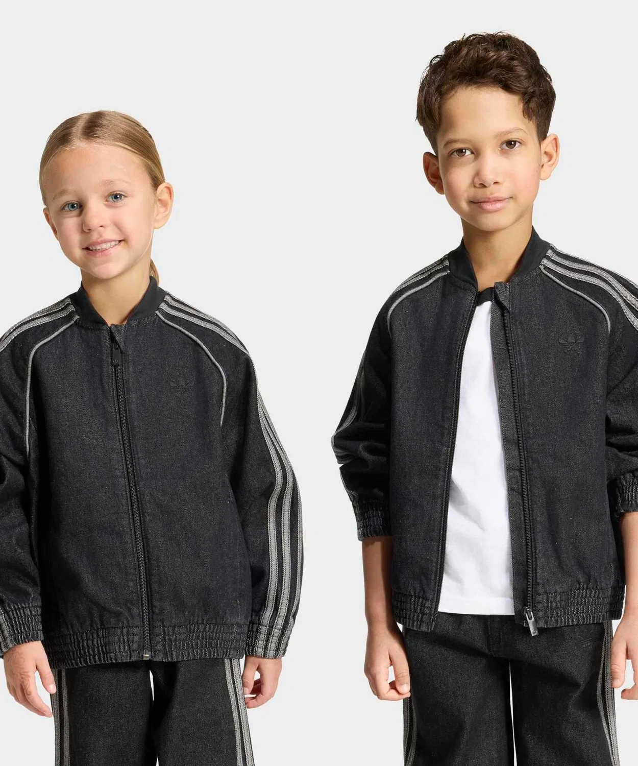 Детское джинсовое худи с принтом Adidas Originals, Black
