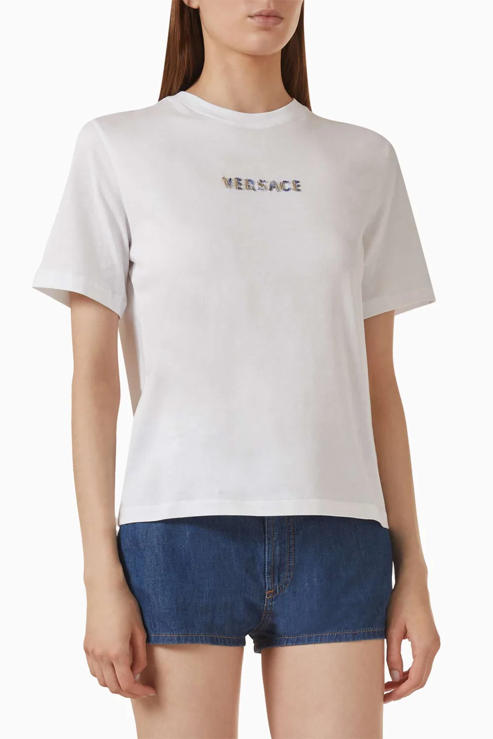 Футболка с вышивкой кристаллами Versace