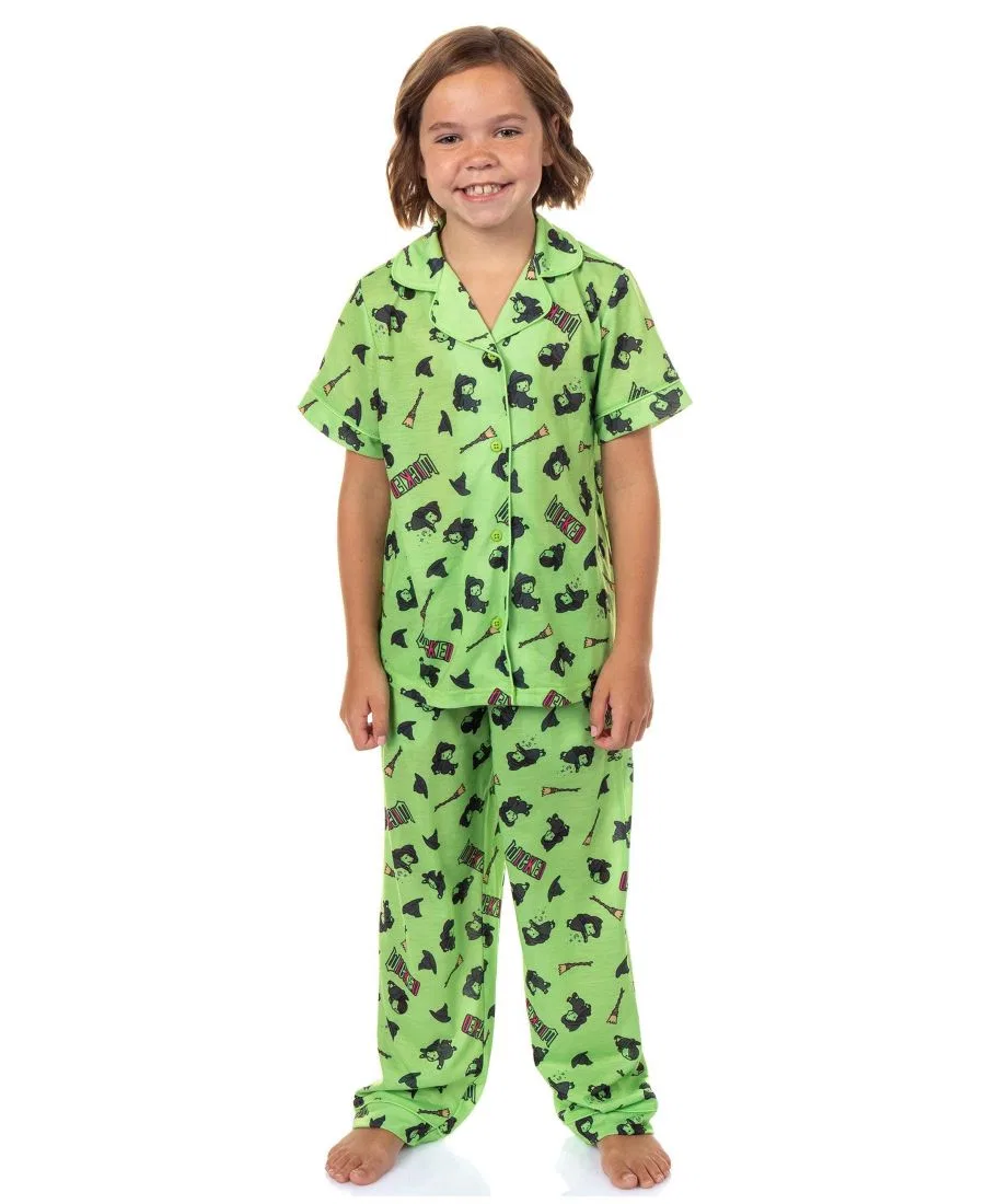 Пижамный комплект с принтом Elphaba Chibi Broom Hat Design Wicked, Green