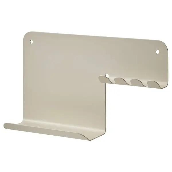 Настенная полка с крючками Ikea Havrekross, 23х13 см, серо-бежевый