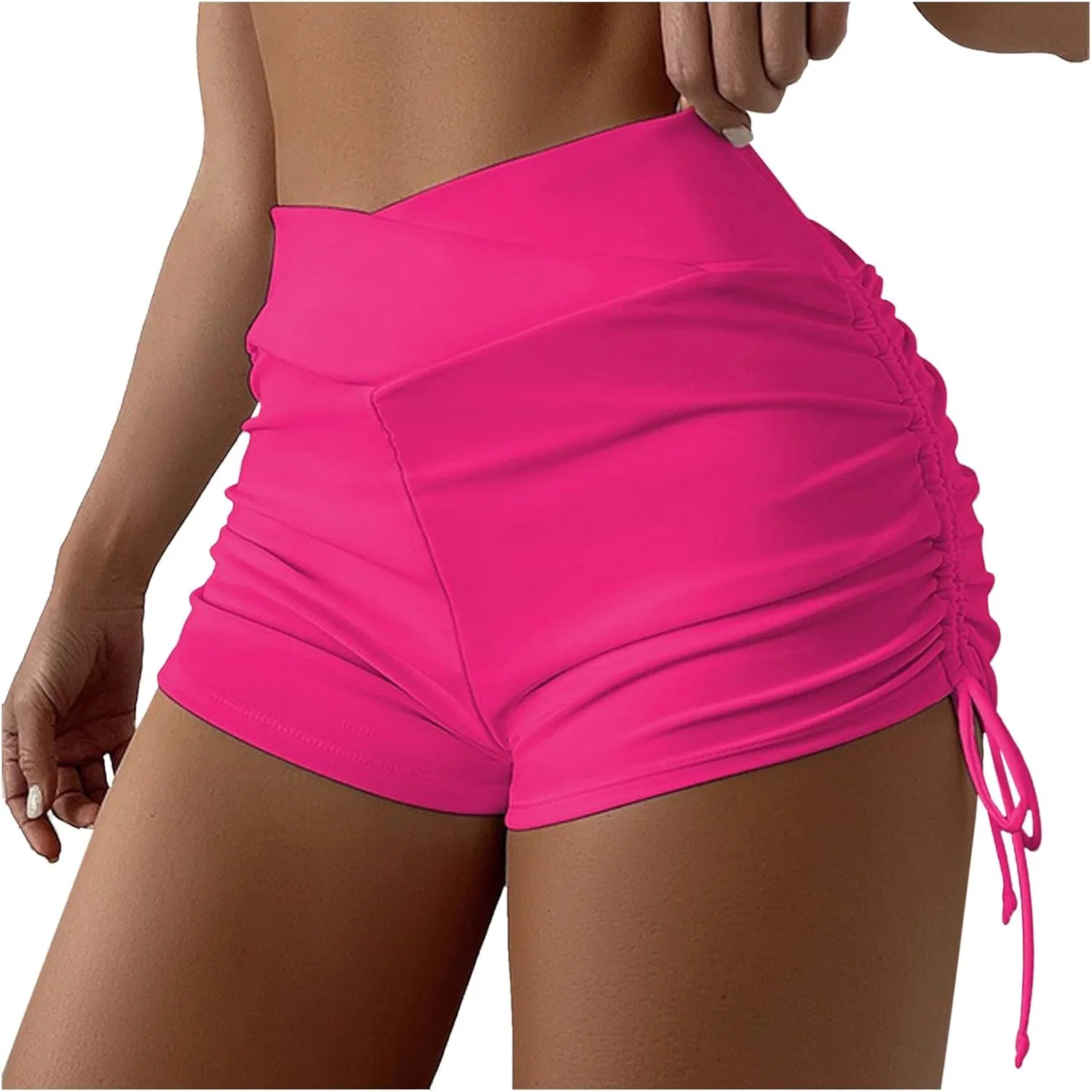 Женские высокие плавательные шорты с регулируемыми завязками Hot Pink