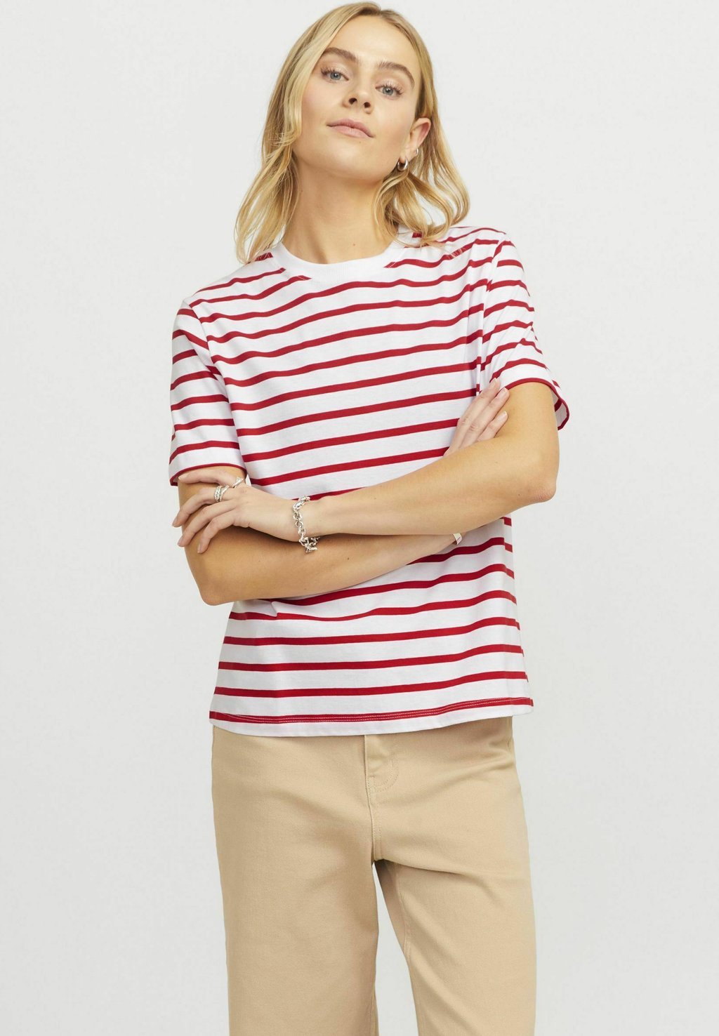 

Футболка с принтом JXANNA REGULAR STRIPE TEE JJXX, белый