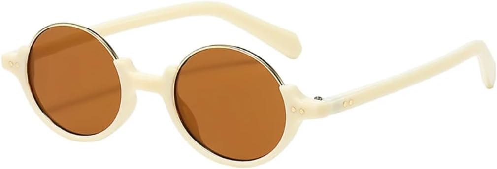 

Полуметаллические круглые солнцезащитные очки для женщин и мужчин в винтажном стиле с заклепками, в стиле панк, с градиентным покрытием и защитой от УФ-излучения UV400 UATXTAU, Beige Tea