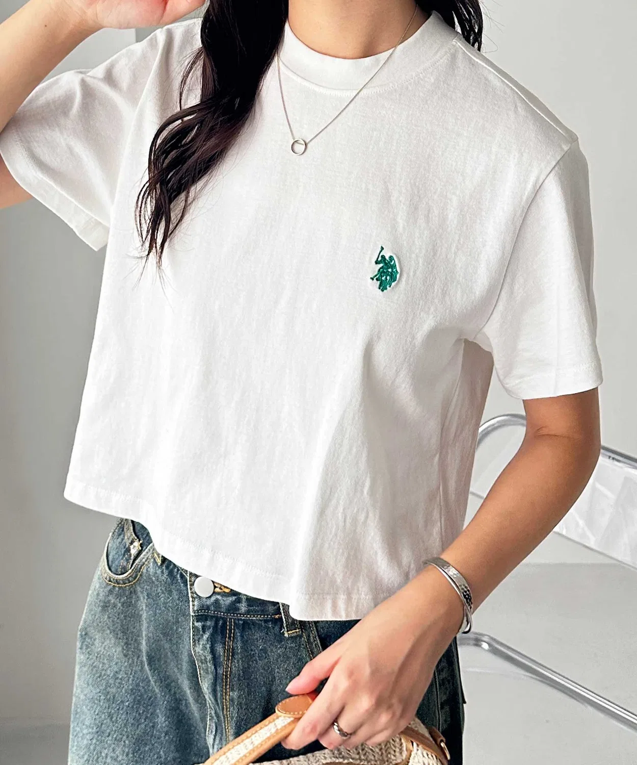 Женская футболка с коротким рукавом, модель U.S. POLO ASSN., White — фото 3