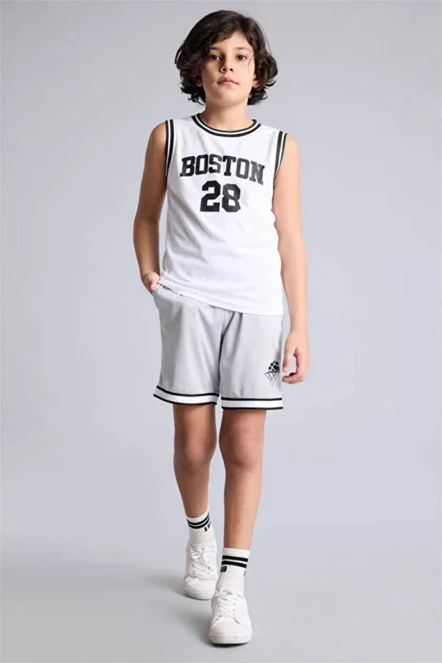 Детские шорты для мальчиков с принтом Oversized Sport Printed Defacto, Light Gray