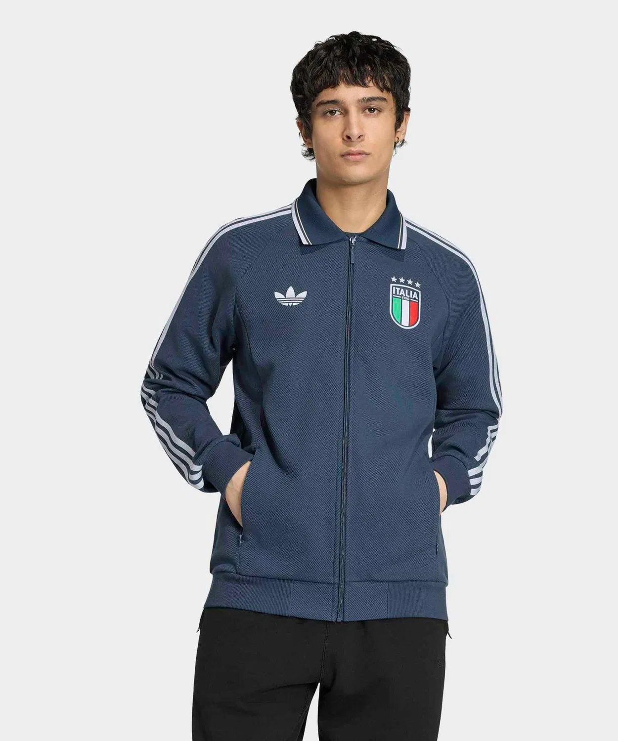 Мужская куртка-джерси с воротником, с длинным рукавом Италия Adidas, Blue