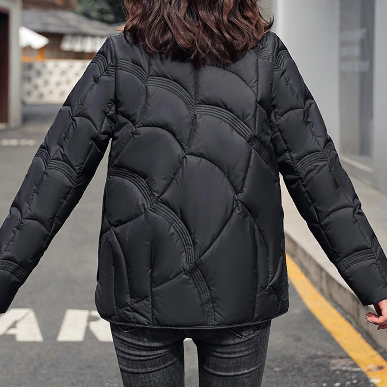Женское утеплённое пальто с высоким воротником Tranepted Jacket, Black — фото 2