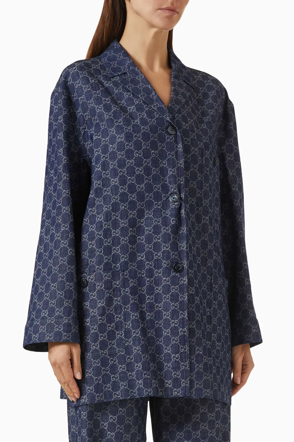 Рубашка в жаккардовом дениме GG Jacket Gucci