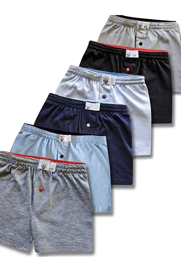 Детские боксеры для мальчиков хлопковые набор 6 шт Panfilia, Navy Blue-White-Black-Grey