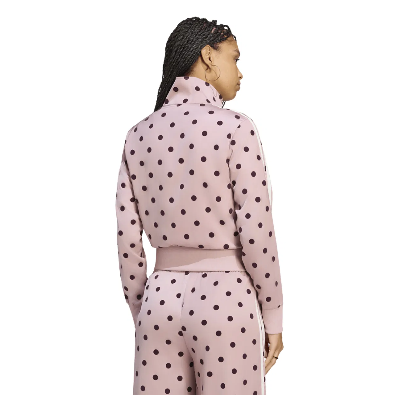 Женский топ из атласа в горошек Adidas Satin Polka Dots Track Top, Dual Lilac — фото 2