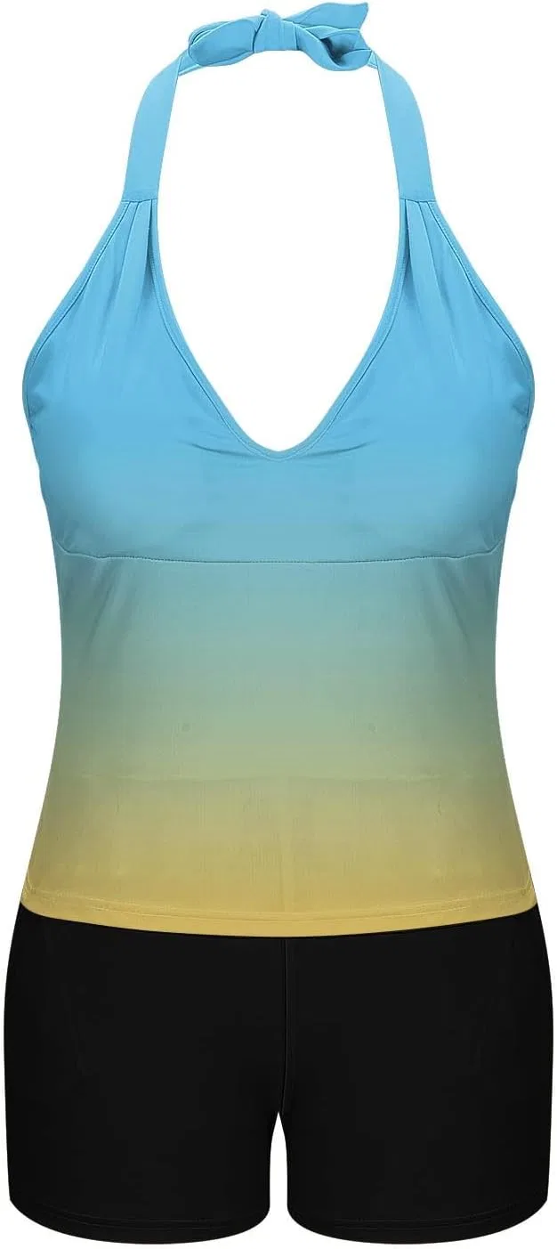 Женский бикини-сет с галстуком и тай-дай, Plus Size Halter Tankini, Purple — фото 4
