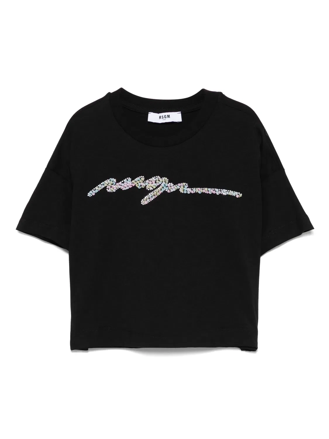 Футболка с деталью логотипа из бусин MSGM, черный