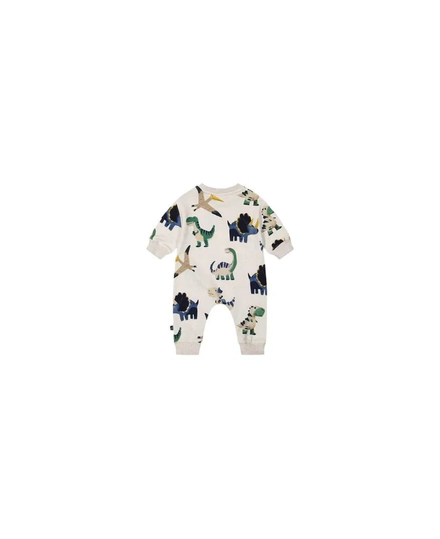 Детский флисовый комбинезон с принтом динозавра Deux par Deux, Beige Dinosaur Print — фото 2