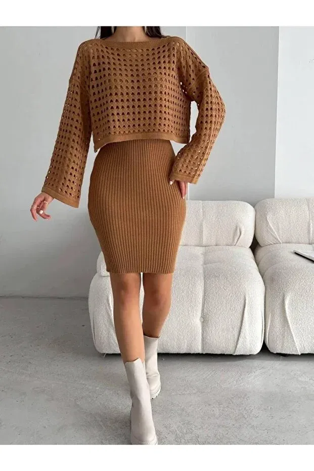 Детское платье для девочек вязаное Lady More, Light Brown