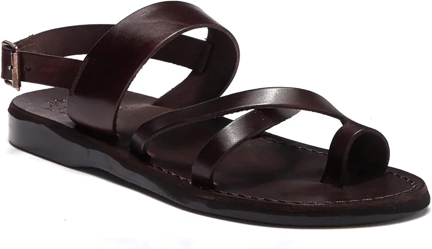 Amos - Leather Ankle Strap Flat Сандалии - Mens Сандалии Jerusalem Sandals, коричневый