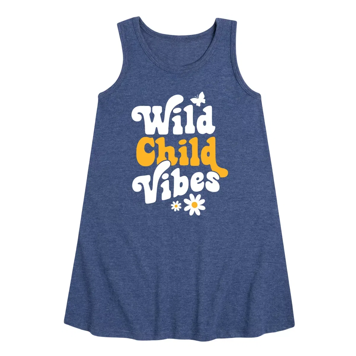 Детское платье-трапеция без рукавов Vibes Wild Child Instant Message, Heather Navy