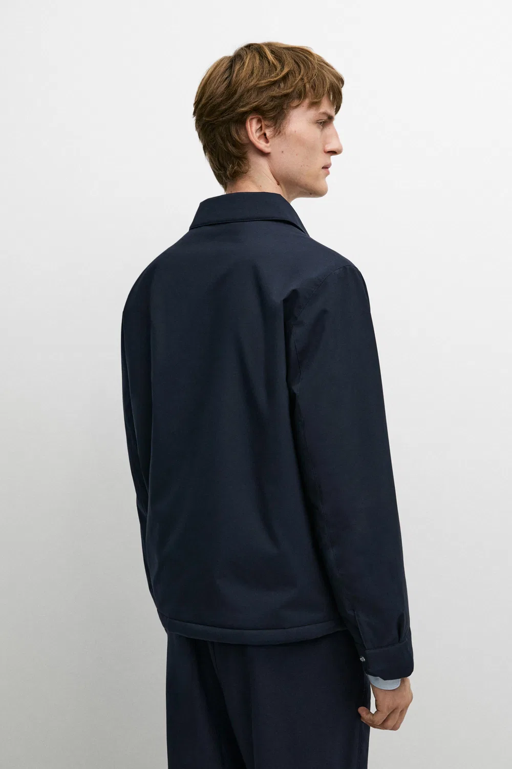 Легкая куртка с воротником Massimo Dutti, темно-синий — фото 3