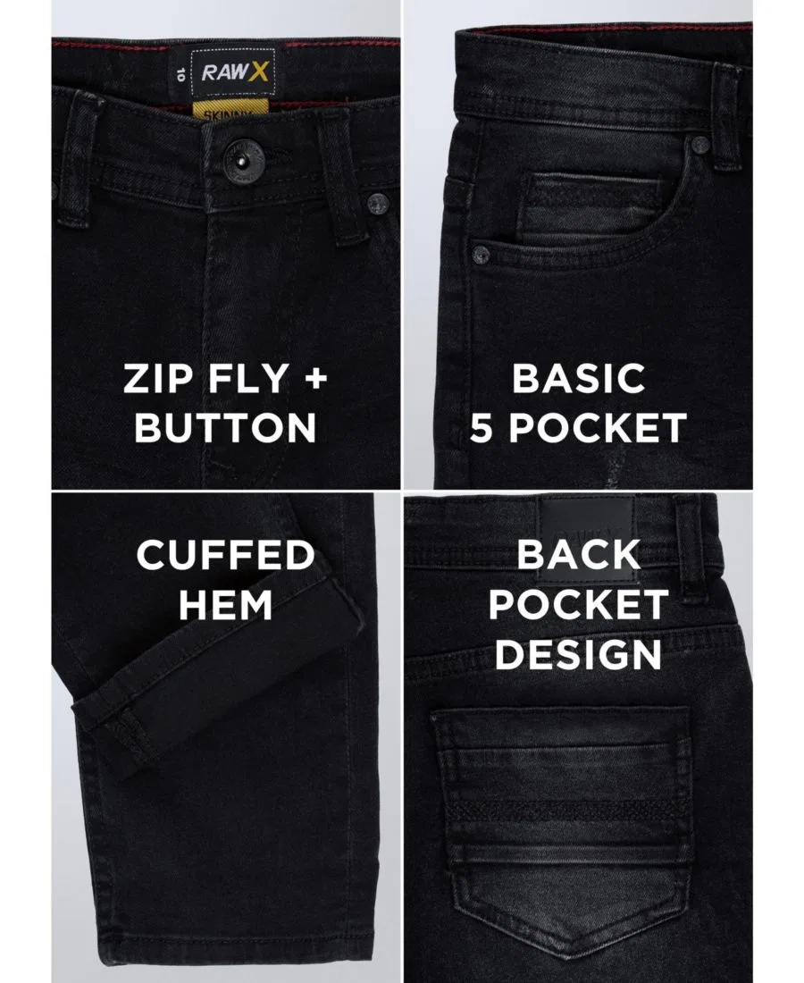 Джинсы с потертостями Rip And Repair Big Boys Distressed Jeans Raw X, Black 99008 — фото 4