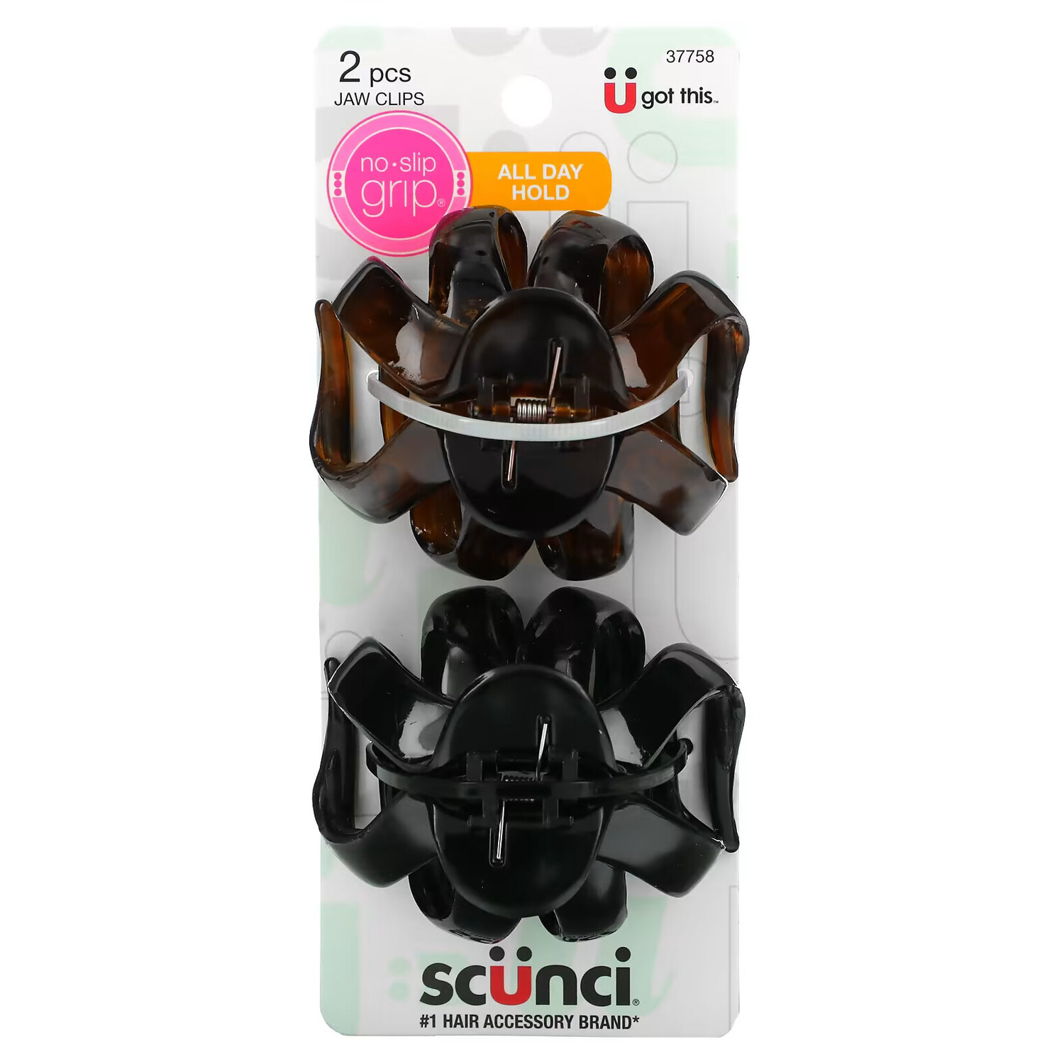 

Scunci, Заколки-крабы No Slip Grip, удерживают волосы весь день, 2 штуки