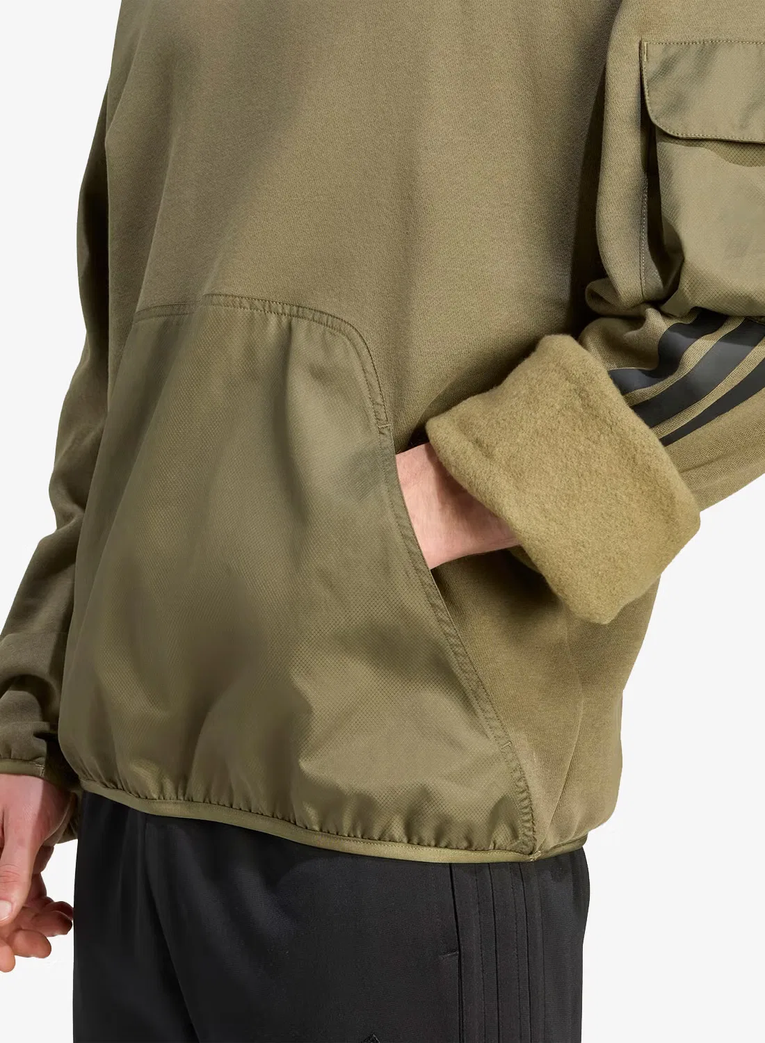 Худи утепленное City tech utility fleece Adidas, оливковый — фото 4