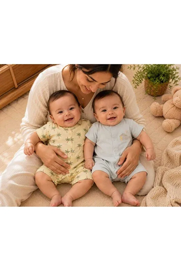 Детский комплект боди-комбинезонов из муслина с коротким рукавом Bambino, Multicolor
