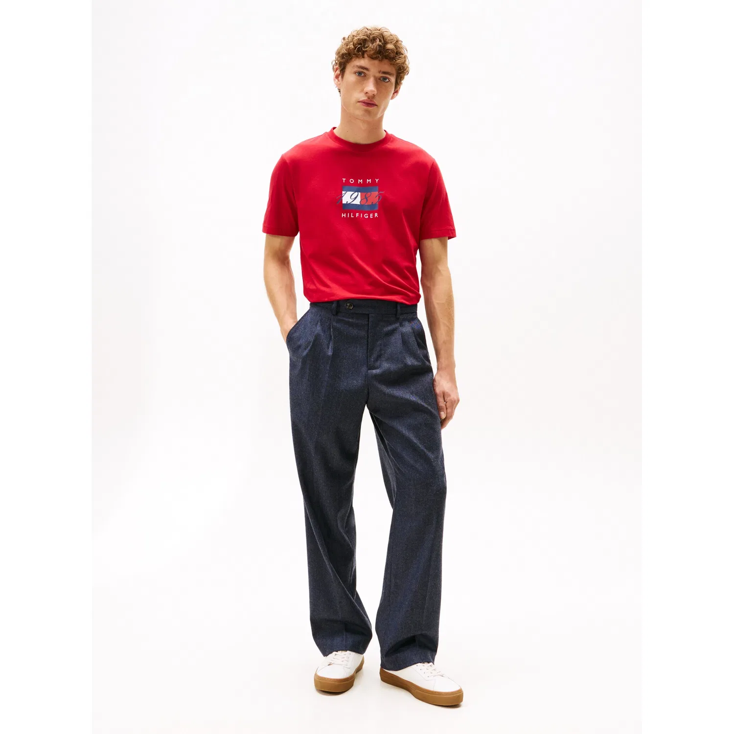 Мужская хлопковая футболка с круглым вырезом Linear Flag Graphic Tommy Hilfiger, Medium Red — фото 3