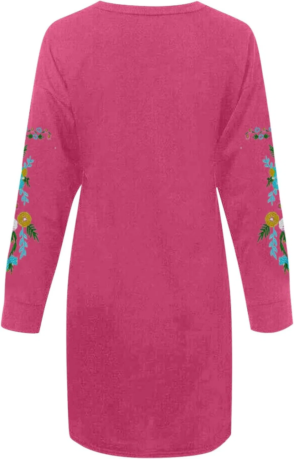 Женское платье-свитер с цветочной вышивкой, Hot Pink — фото 4
