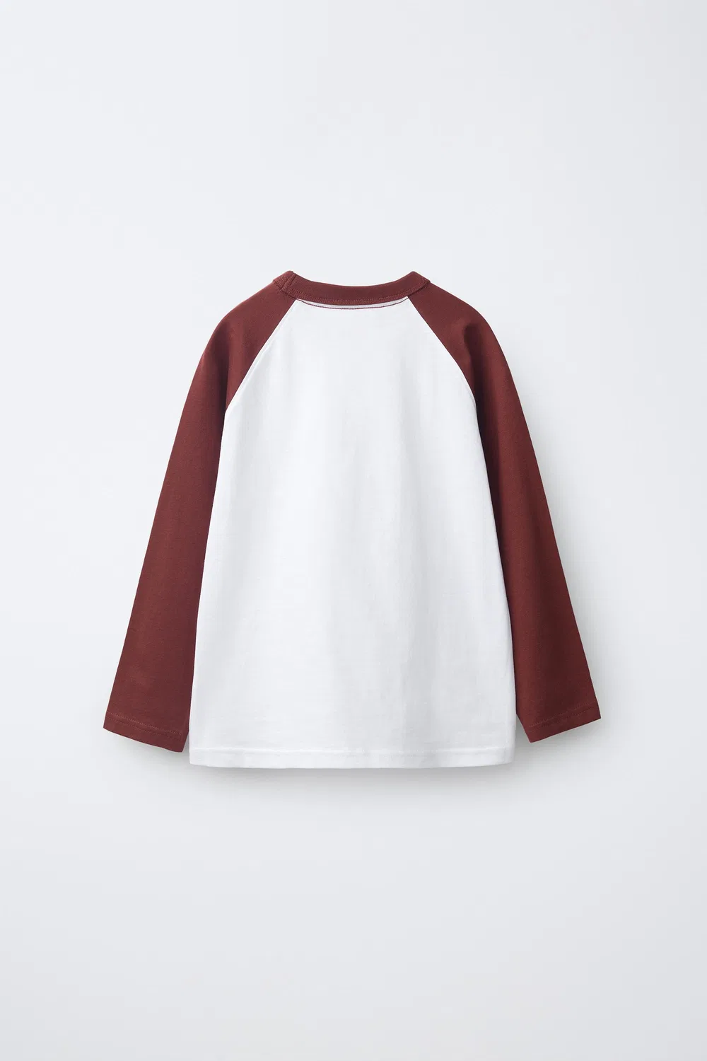 Футболка с длинным рукавом реглан ZARA, Burgundy — фото 2