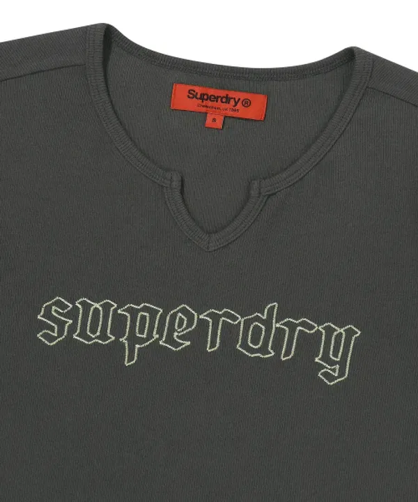 Футболка с V-образным вырезом, Superdry, темно-серый — фото 3