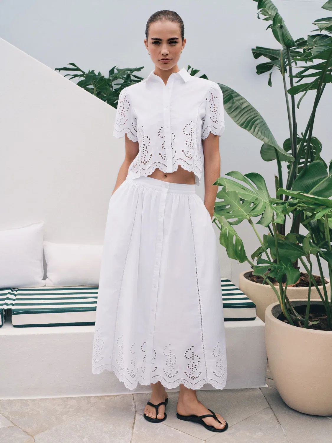 Юбка макси с вышивкой Broderie Next, белый