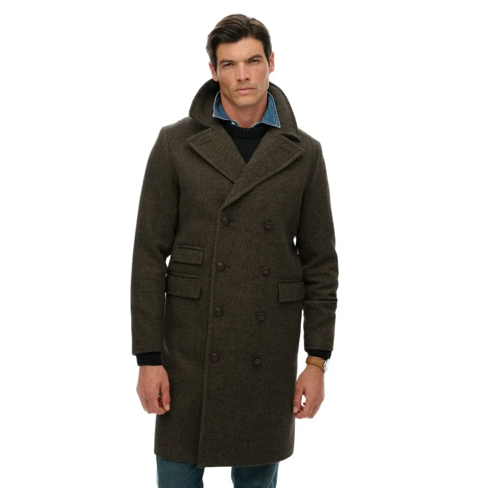 Пальто Merchant Wool Blend Superdry, коричневый