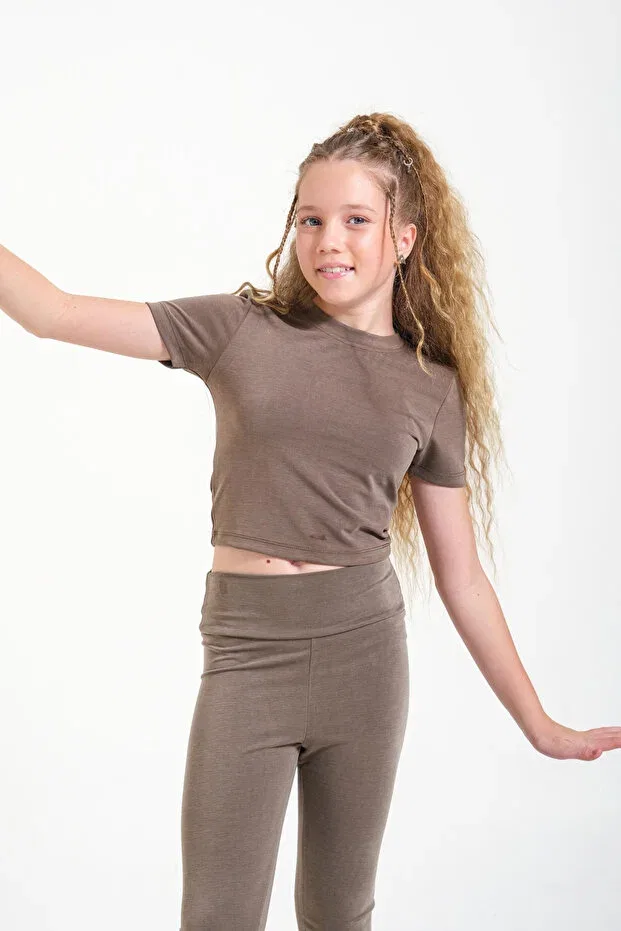 Детские леггинсы с заниженной талией для девочек Loco Loco, Green Khaki