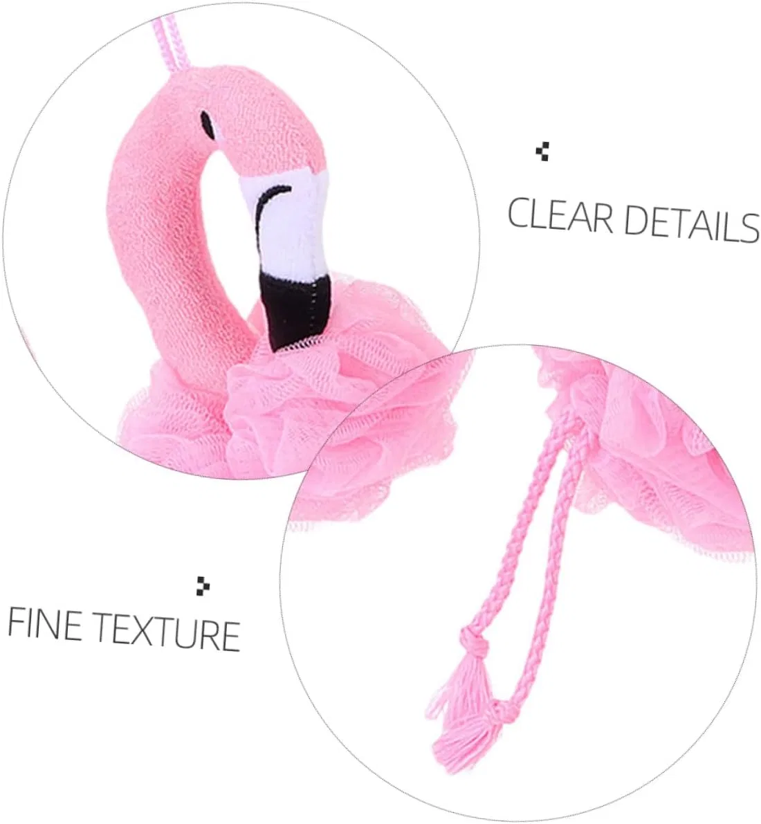 Детская мочалка для душа Flamingo, 4 шт, GALPADA, 26x12x9 см, Розовый — фото 3