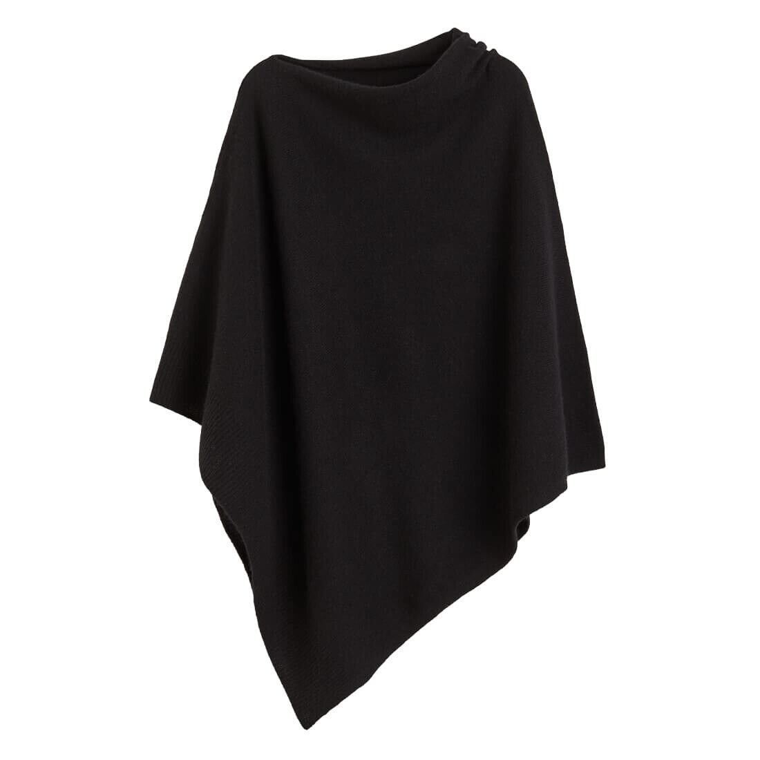 

Пончо H&M Premium Selection Fine-knit Cashmere-blend, черный