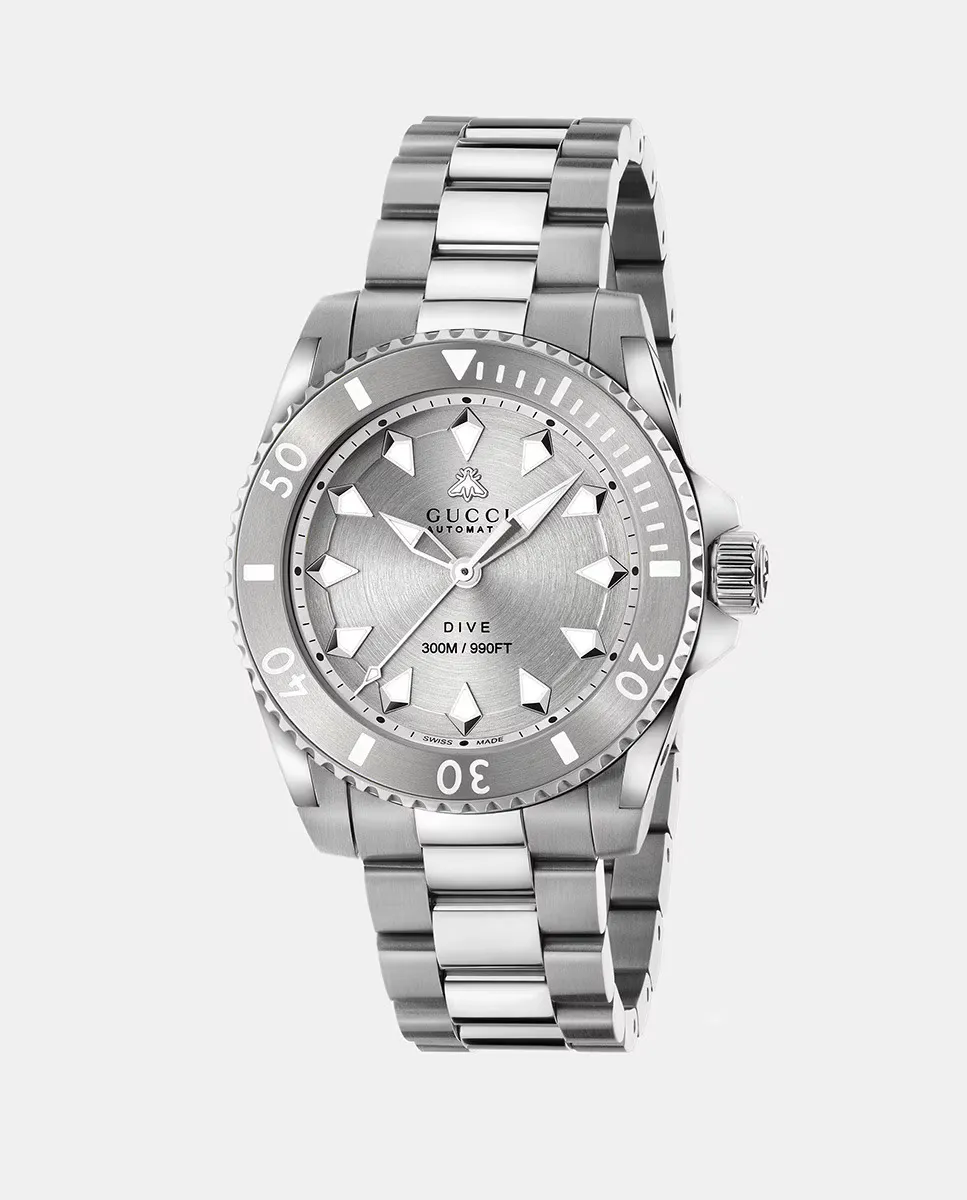 

Dive YA136354 Автоматические мужские часы из стали Gucci, серебряный