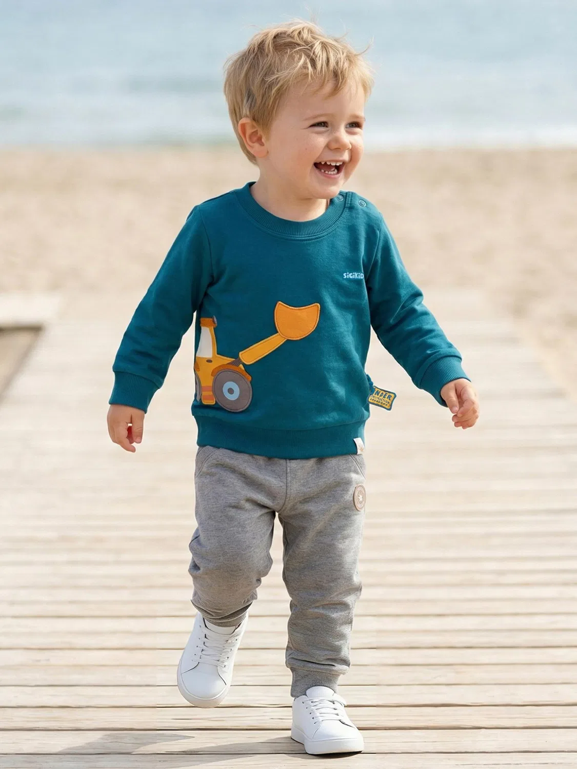 Рубашка Sigikid Langarmshirt Blue & Bright цвета Бетон — фото 2