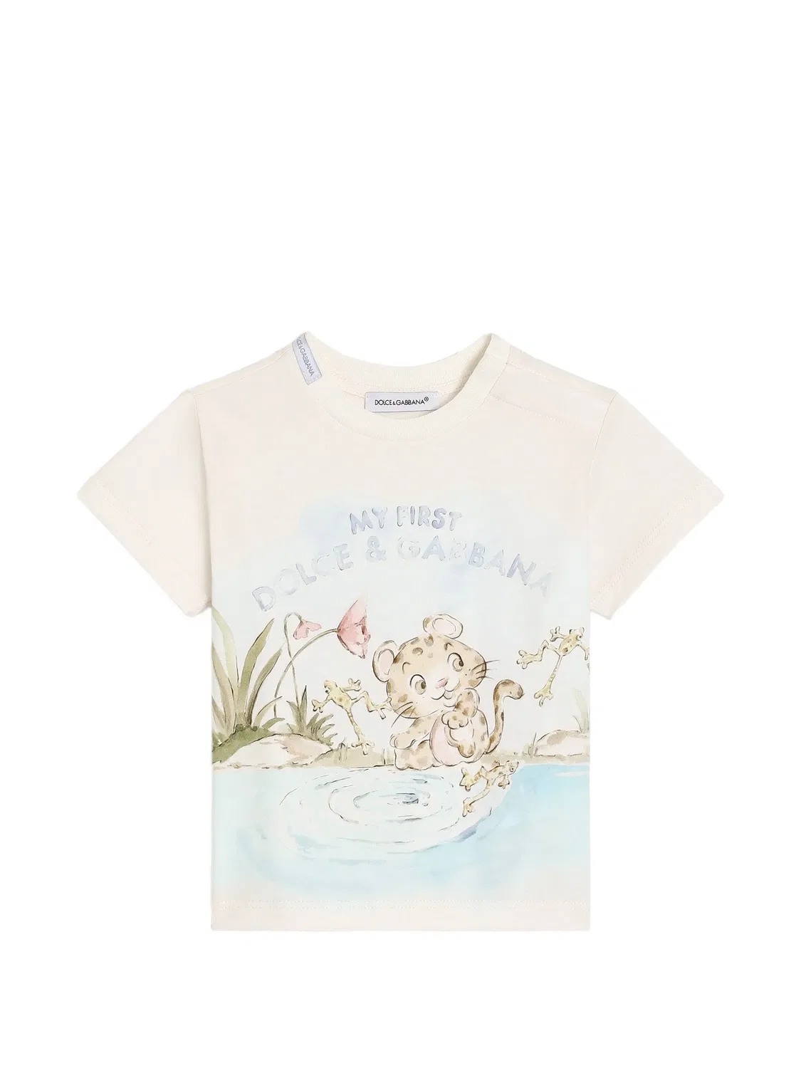 Футболка из джерси с логотипом Dolce & Gabbana Kids, нейтральные цвета