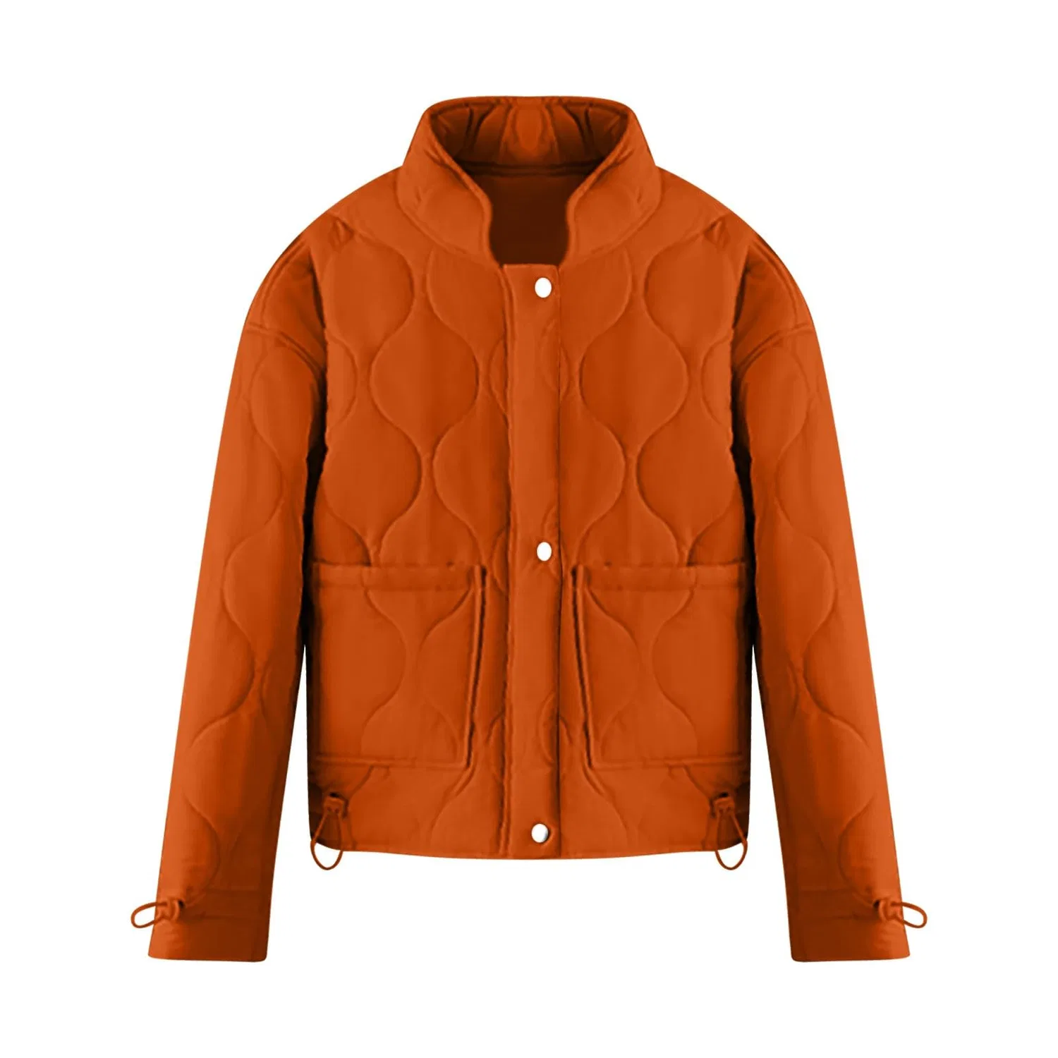 Женское стеганое пальто с капюшоном Women's Jackets Zipper Warm Quilted Long Sleeve Turtleneck Winter Coats, Arancione — фото 2