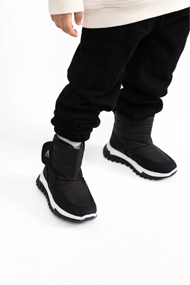 Детские ботинки для мальчиков на плоской подошве Gea plush fur boy's boots Kids A More, Black — фото 2