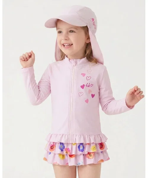 Детский рашгард с принтом Heart Print UV Cut hakka kids, Розовый